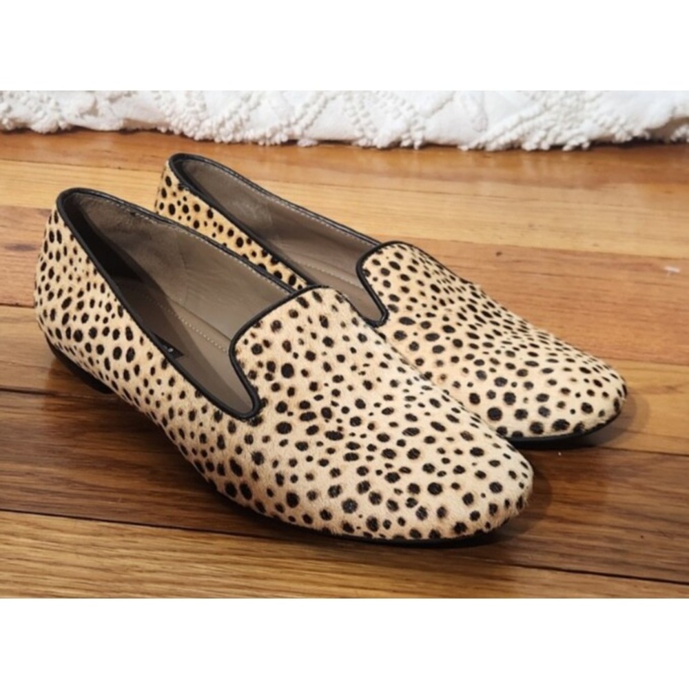 Ecco Womens‎ Animal Hair Loafers Size 7.5 / EU 38 Beige Black Neutral Trendy